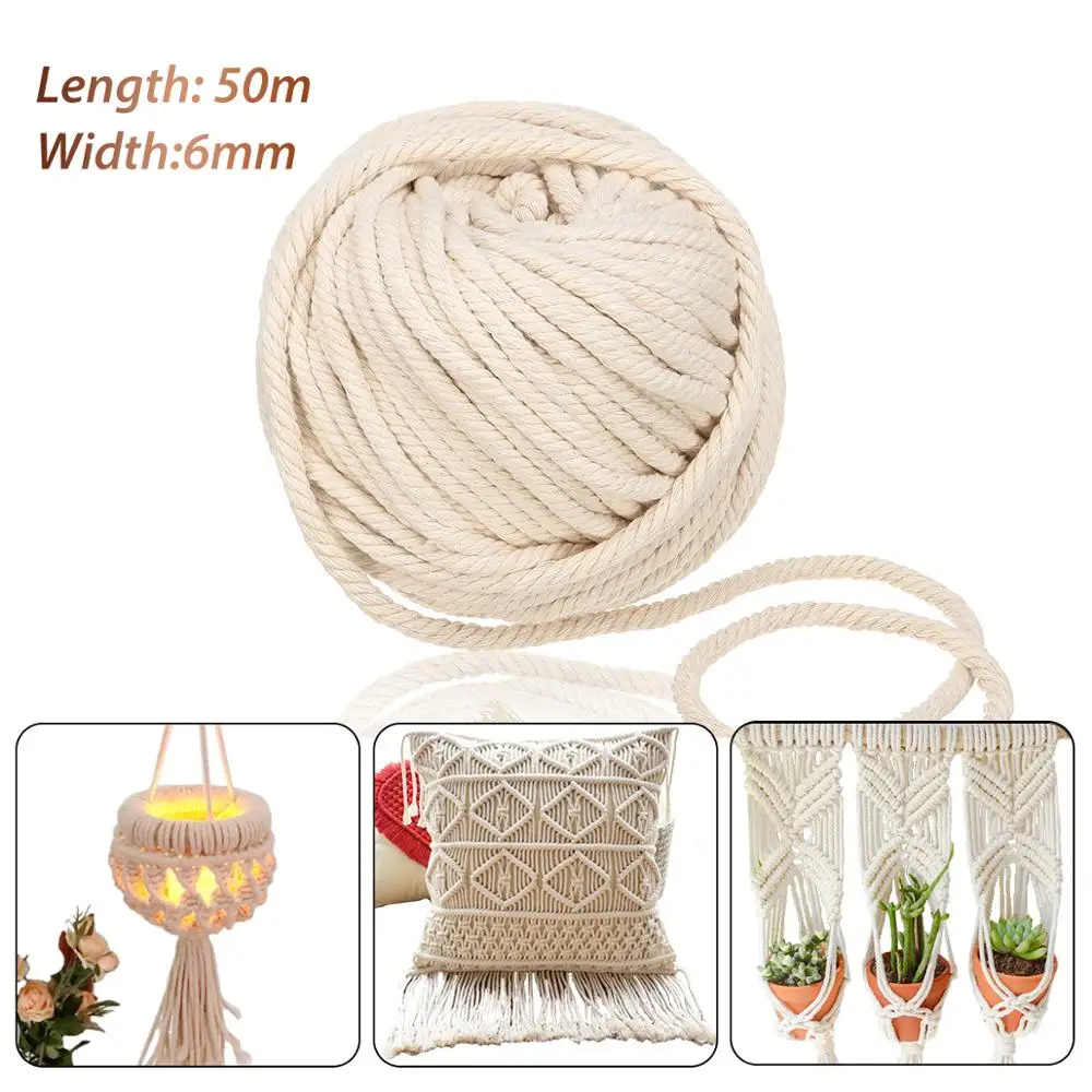 6mm 50M 500g Macrame Rope Natural Beige Cotton Twisted Cord For Handmade Enthusiasts Hand Craft DIY
6mm 50M 500g Macrame Rope Natural Beige Cotton Twisted Cord For Handmade Enthusiasts Hand Craft DIY