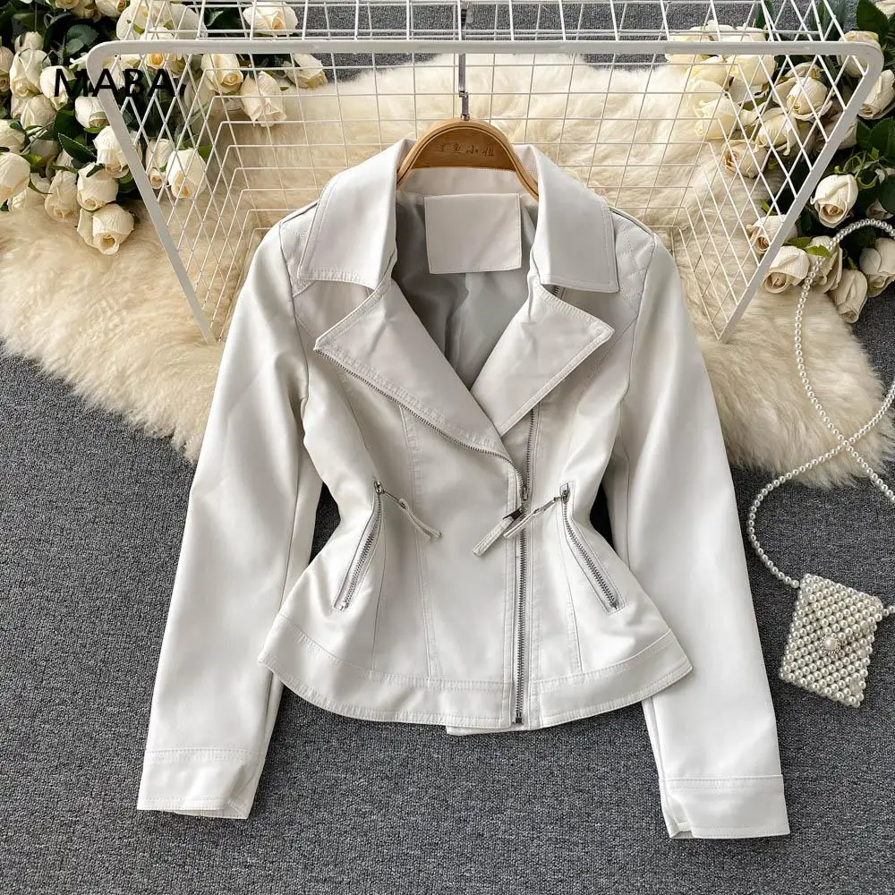 Autumn Women Black Brown Khaki Faux Leather Jacket Ladies Turn Down Collar Soft Long Sleeve Slim Zipper Locomotive Pu Jacket
Autumn Women Black Brown Khaki Faux Leather Jacket Ladies Turn Down Collar Soft Long Sleeve Slim Zipper Locomotive Pu Jacket