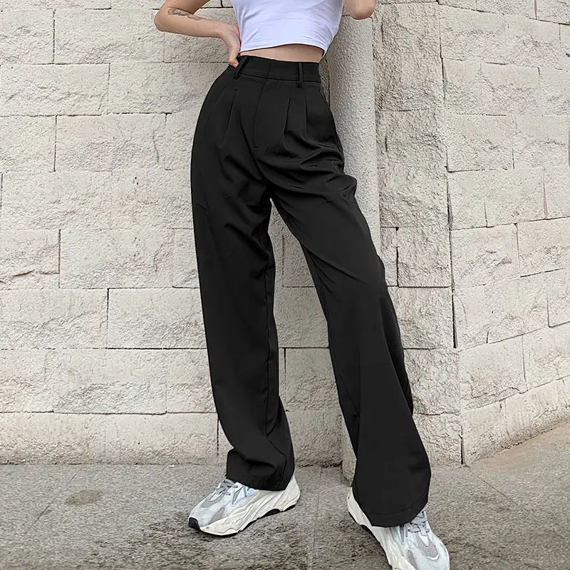 HOUZHOU Street Style Black Wide Leg Pants Women Oversize Elegant Fashion High Waist Loose Trousers Female Office Lady Autumn
HOUZHOU Street Style Black Wide Leg Pants Women Oversize Elegant Fashion High Waist Loose Trousers Female Office Lady Autumn