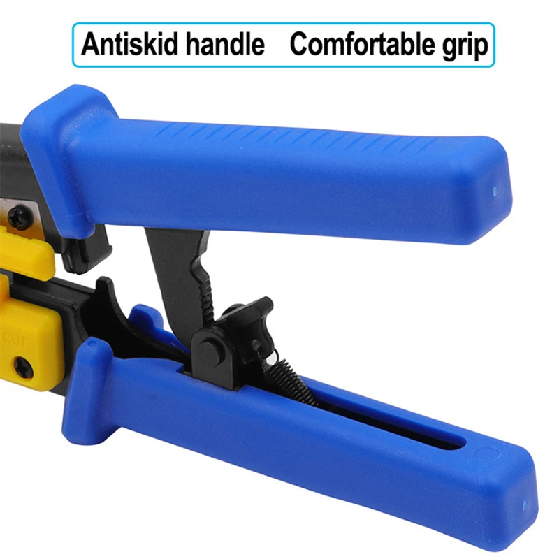 RJ45 Crimper for Pass-Through/EZ RJ11/RJ12/RJ45 Connectors Cutter Stripper CAT5e/CAT6 Network Cable Wire Crimping Tool
RJ45 Crimper for Pass-Through/EZ RJ11/RJ12/RJ45 Connectors Cutter Stripper CAT5e/CAT6 Network Cable Wire Crimping Tool