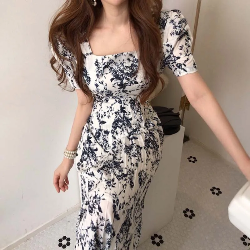 Elegant Square Collar Summer Women Dress 2020 Short Sleeve Chinese Print Slim Bandage Dress Korean Casual Loose Ladies Dresses 
Elegant Square Collar Summer Women Dress 2020 Short Sleeve Chinese Print Slim Bandage Dress Korean Casual Loose Ladies Dresses