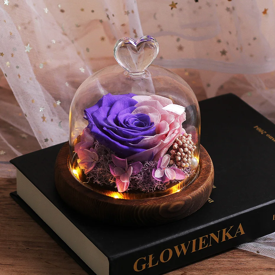 Eternal Exclusive Rose In Glass Dome With Lights Real Beauty and Beast Romantic Valentine's Gifts Christmas' Gift | Дом и сад