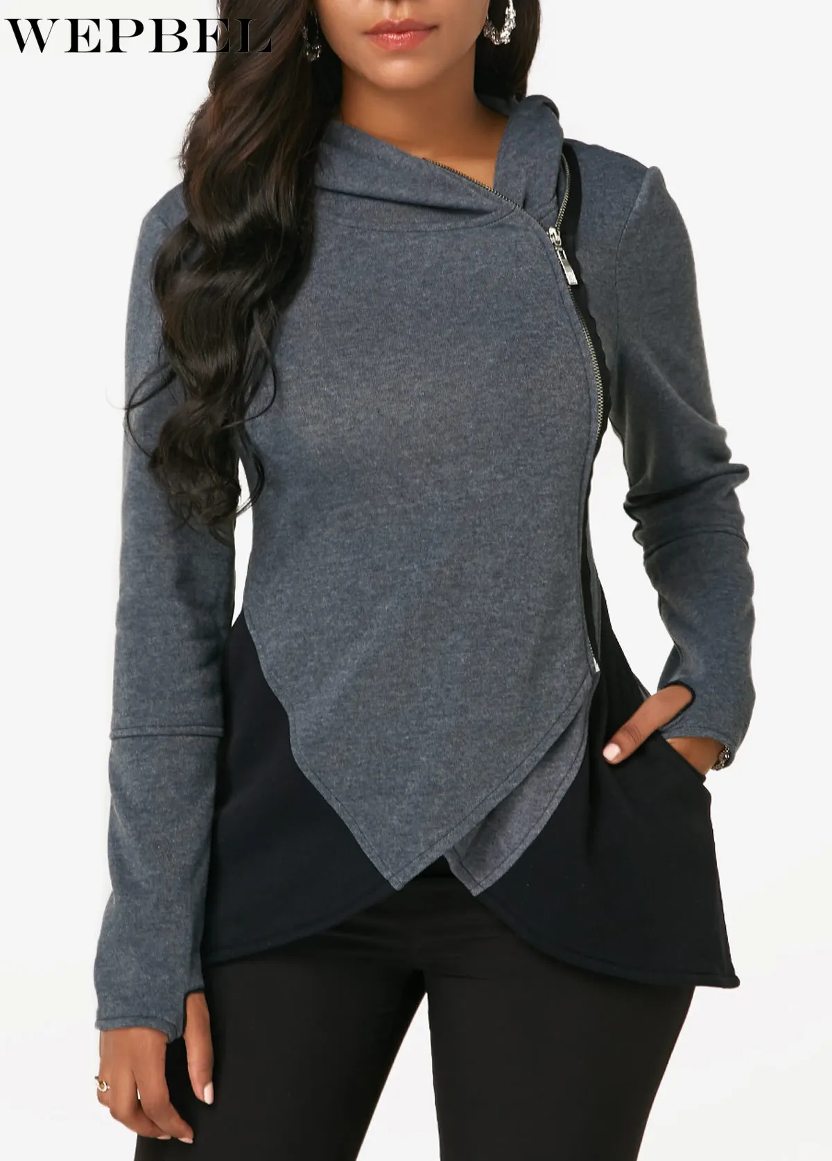 WEPBEL Women's Casual Long Sleeve Zipper Slim Fit T-shirt Spring and Autumn Fashion Pocket Hooded Irregular T-shirt Tops
WEPBEL Women's Casual Long Sleeve Zipper Slim Fit T-shirt Spring and Autumn Fashion Pocket Hooded Irregular T-shirt Tops