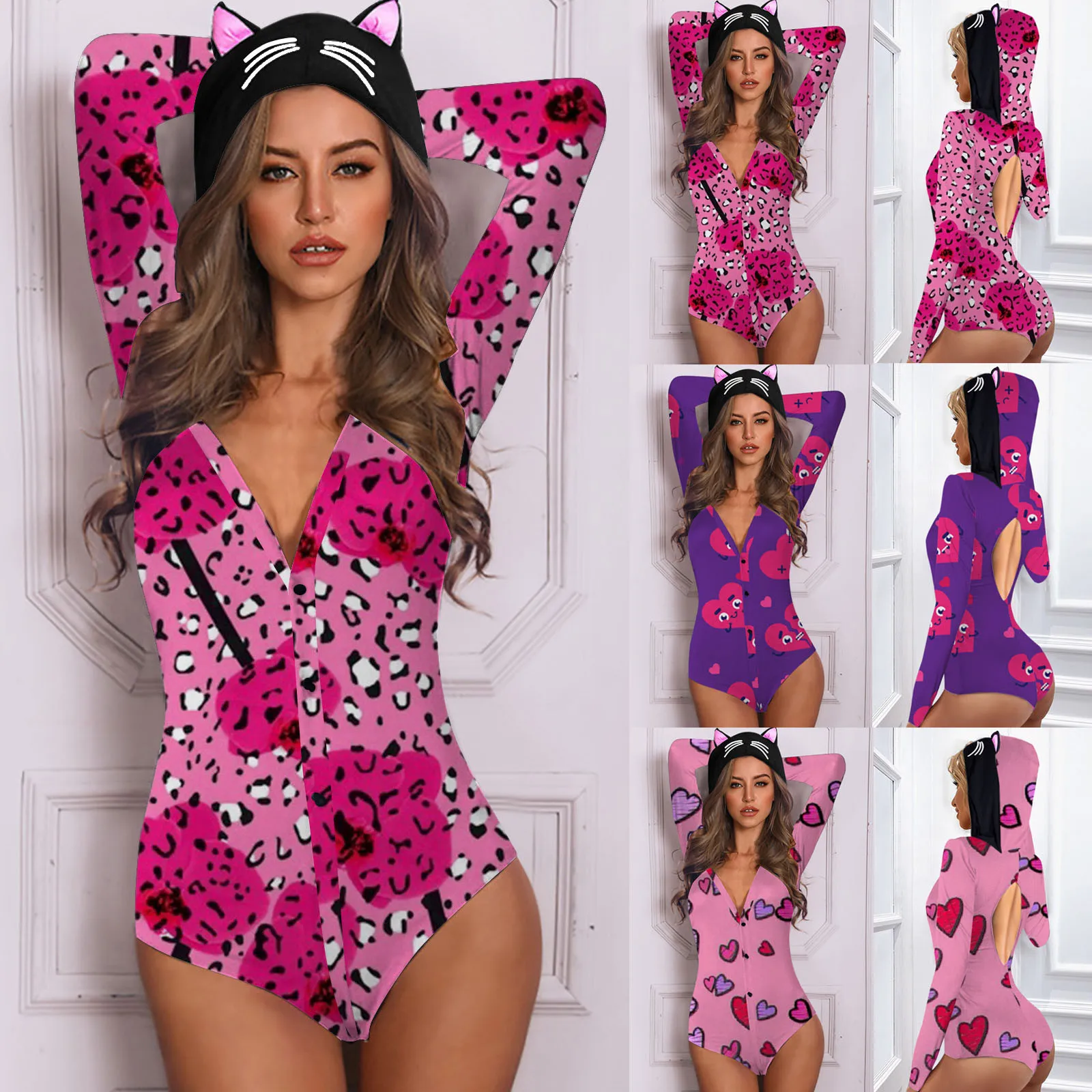 Button Animal Print Ear Hooded Shorts Jumpsuit Womens Long Sleeve Deep Neck Rompers Bodysuits Pajamas Playsuit Tops 2021 A50
Button Animal Print Ear Hooded Shorts Jumpsuit Womens Long Sleeve Deep Neck Rompers Bodysuits Pajamas Playsuit Tops 2021 A50