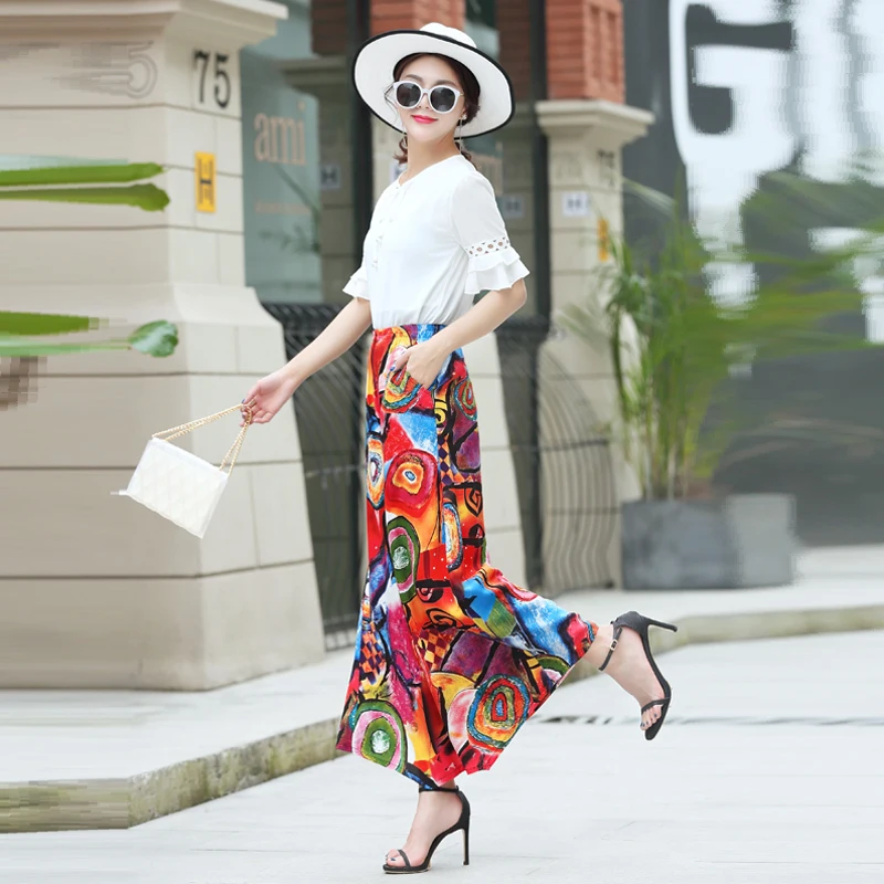Spring Autumn Floral Print Women Wide Leg Pants Loose Casual High Waist Trousers for Female Ankle Length Ladies Pants
Spring Autumn Floral Print Women Wide Leg Pants Loose Casual High Waist Trousers for Female Ankle Length Ladies Pants