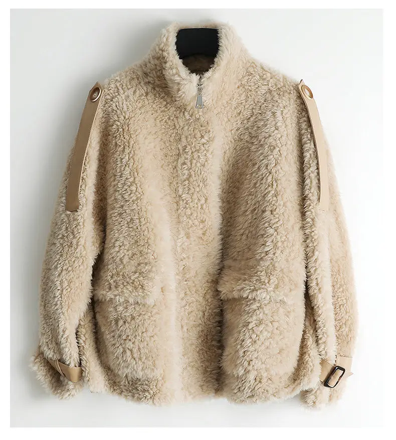 New Type Sheep Shearing Coat Real Sheep Fur Coat Women Natural Fur Jacket Stand-up Collar Real Wool Coat Chamois Leather Lining 
New Type Sheep Shearing Coat Real Sheep Fur Coat Women Natural Fur Jacket Stand-up Collar Real Wool Coat Chamois Leather Lining