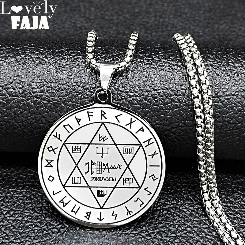 Pentacle ключ Соломон печать кулон ожерелье из нержавеющей стали гексаграмма амулет