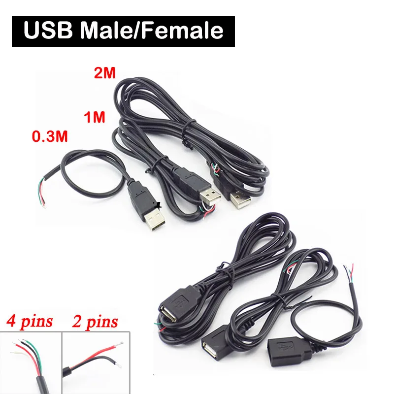2 Pin/4 Pin Micro USB 0 Женский/Штекерный соединитель 5 в кабель для DIY провода шнур питания