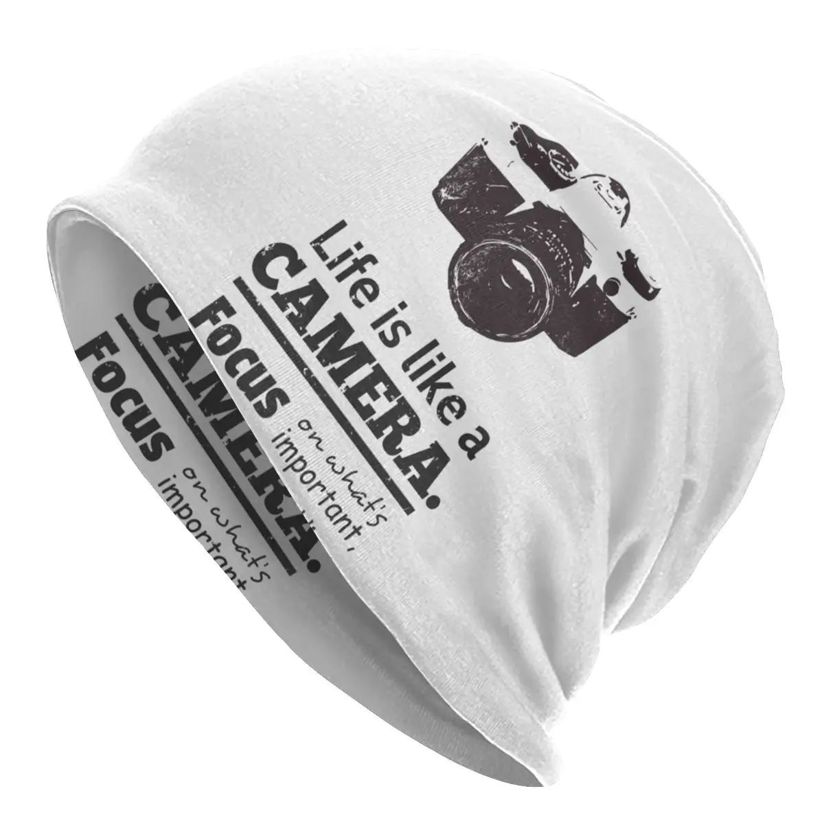 

Chic Life Is Like A Camera Skullies Beanies Photographer Hats Street Men Women Cap Adult Spring Dual-use Bonnet Knitted Hat