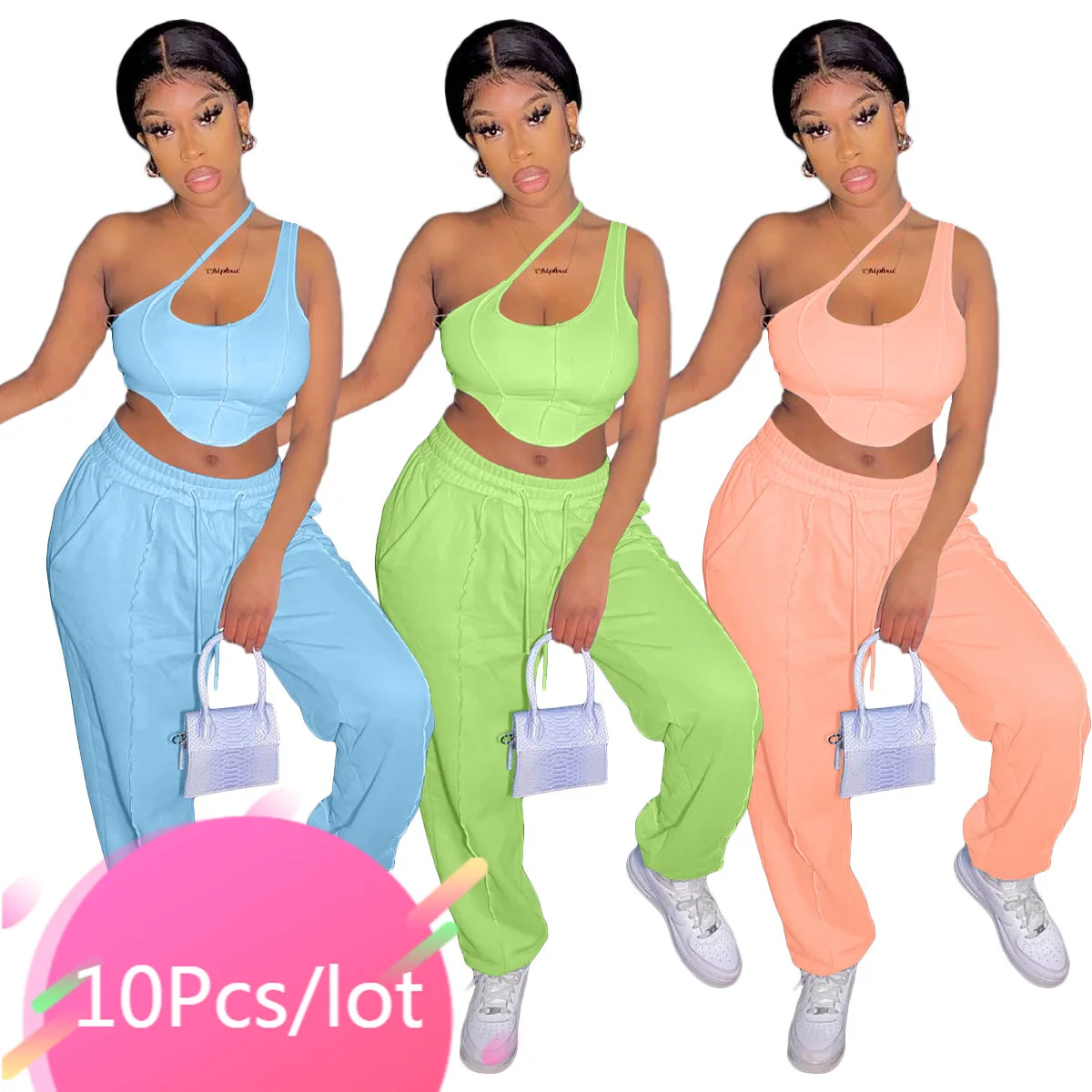 Wholesale Items In Bulk Two Piece Set Solid One Shoulder Crop Tops Jogger Drawstring Pants Fall Fashion Outfits Tracksuit Women
Wholesale Items In Bulk Two Piece Set Solid One Shoulder Crop Tops Jogger Drawstring Pants Fall Fashion Outfits Tracksuit Women