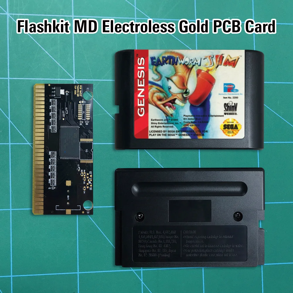 Земляной червяк Earthworm Jim 2 Flashkit MD никелевое золото схема на основе печатной платы 16