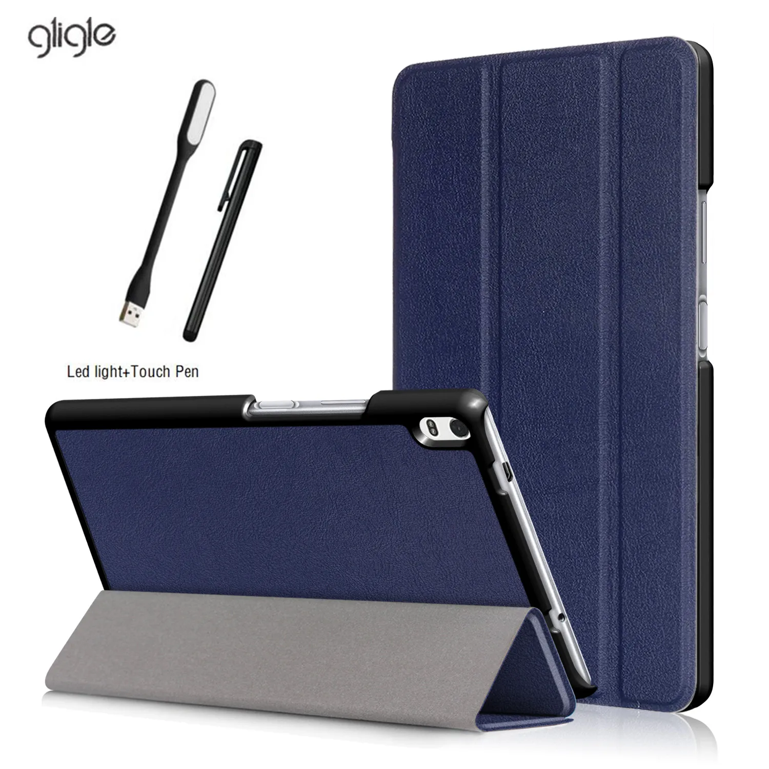 GLIGLE чехол для Lenovo TAB 4 8 Plus TB 8704F/N 2018 выпущенный планшет + Led Touch pen|Чехлы планшетов и