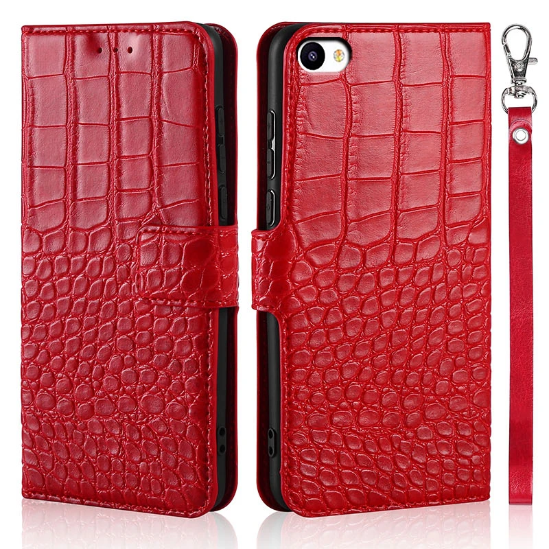 

Flip Phone Case for Meizu U10 U 10 Cover Original Crocodile Texture Leather Book Design Luxury Coque Wllet Capa With Strap