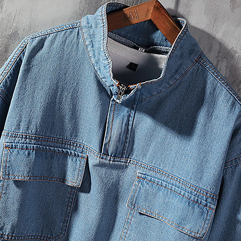 Fashion Casual Men's Autumn Winter Solid Color Denim Outwear Long Sleeve Stand Collar zipper Pockets Denim Outwear Tops
Fashion Casual Men's Autumn Winter Solid Color Denim Outwear Long Sleeve Stand Collar zipper Pockets Denim Outwear Tops