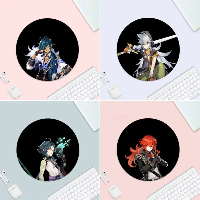 Игровой коврик для мыши Genshin Impact с персонажами аниме, маленький резиновый Настольный защитный круглый коврик для мыши для офиса и работы
Игровой коврик для мыши Genshin Impact с персонажами аниме, маленький резиновый Настольный защитный круглый коврик для мыши для офиса и работы