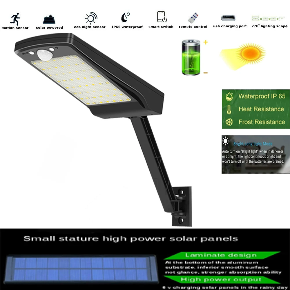 Upgraded 56LED solar powered light PIR Motion Sensor IP65 Outdoor Wall Street Lamp Waterproof Lamp Motion Sensor Lights
Upgraded 56LED solar powered light PIR Motion Sensor IP65 Outdoor Wall Street Lamp Waterproof Lamp Motion Sensor Lights