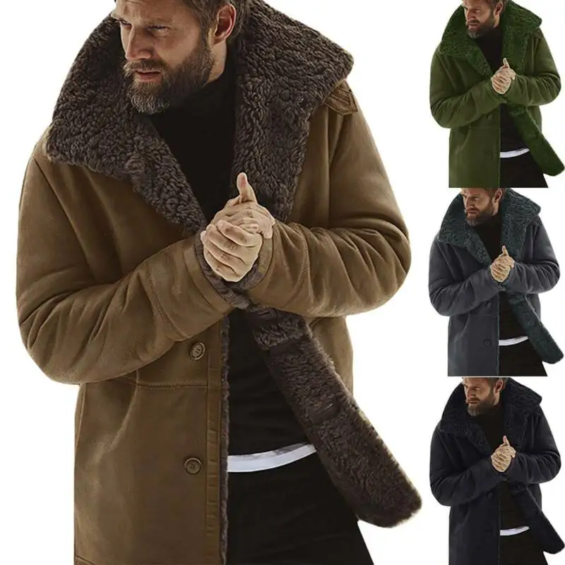 Mens Fur Lined Jacket Warmer Button Thick Fleece Coats Long Overcoat Tops Winter
Mens Fur Lined Jacket Warmer Button Thick Fleece Coats Long Overcoat Tops Winter