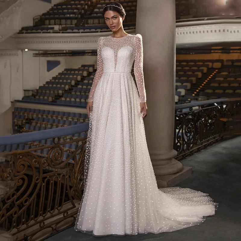 Eightree Elegant A Line Wedding Dress 2021 Polka Dot Lace Appliques Long Sleeve Court Train Vintage Bridal Prom Gown Custom Size
Eightree Elegant A Line Wedding Dress 2021 Polka Dot Lace Appliques Long Sleeve Court Train Vintage Bridal Prom Gown Custom Size