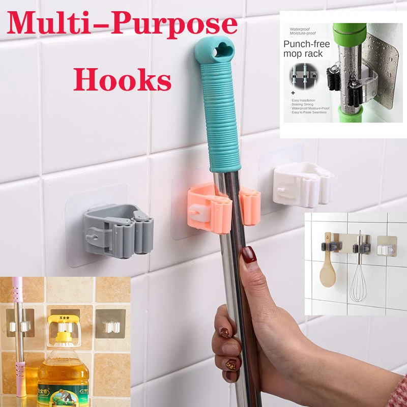 Adhesive Multi-Purpose Hooks Wall Mounted Mop Organizer Holder Brush/Broom/Rack for Kitchen Bathroom Hanger Strong Hooks
Adhesive Multi-Purpose Hooks Wall Mounted Mop Organizer Holder Brush/Broom/Rack for Kitchen Bathroom Hanger Strong Hooks