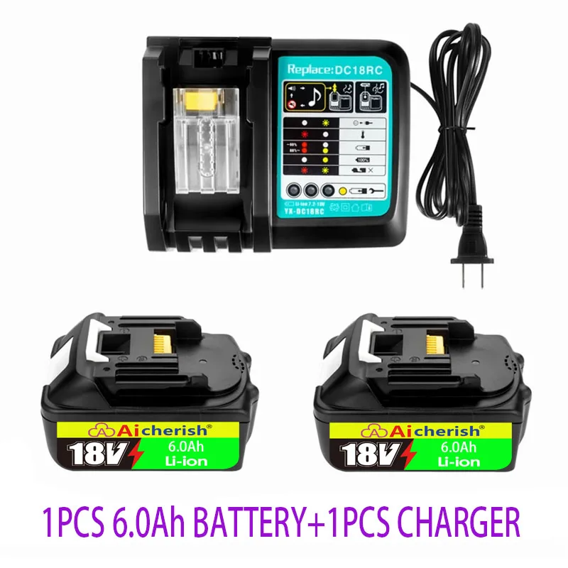 With Charger 18V 6000Ah Lithium Ion Rechargeable Batteries For Makita 18 V Battery Original BL1840 BL1850 BL1830 BL1860B LXT400
With Charger 18V 6000Ah Lithium Ion Rechargeable Batteries For Makita 18 V Battery Original BL1840 BL1850 BL1830 BL1860B LXT400