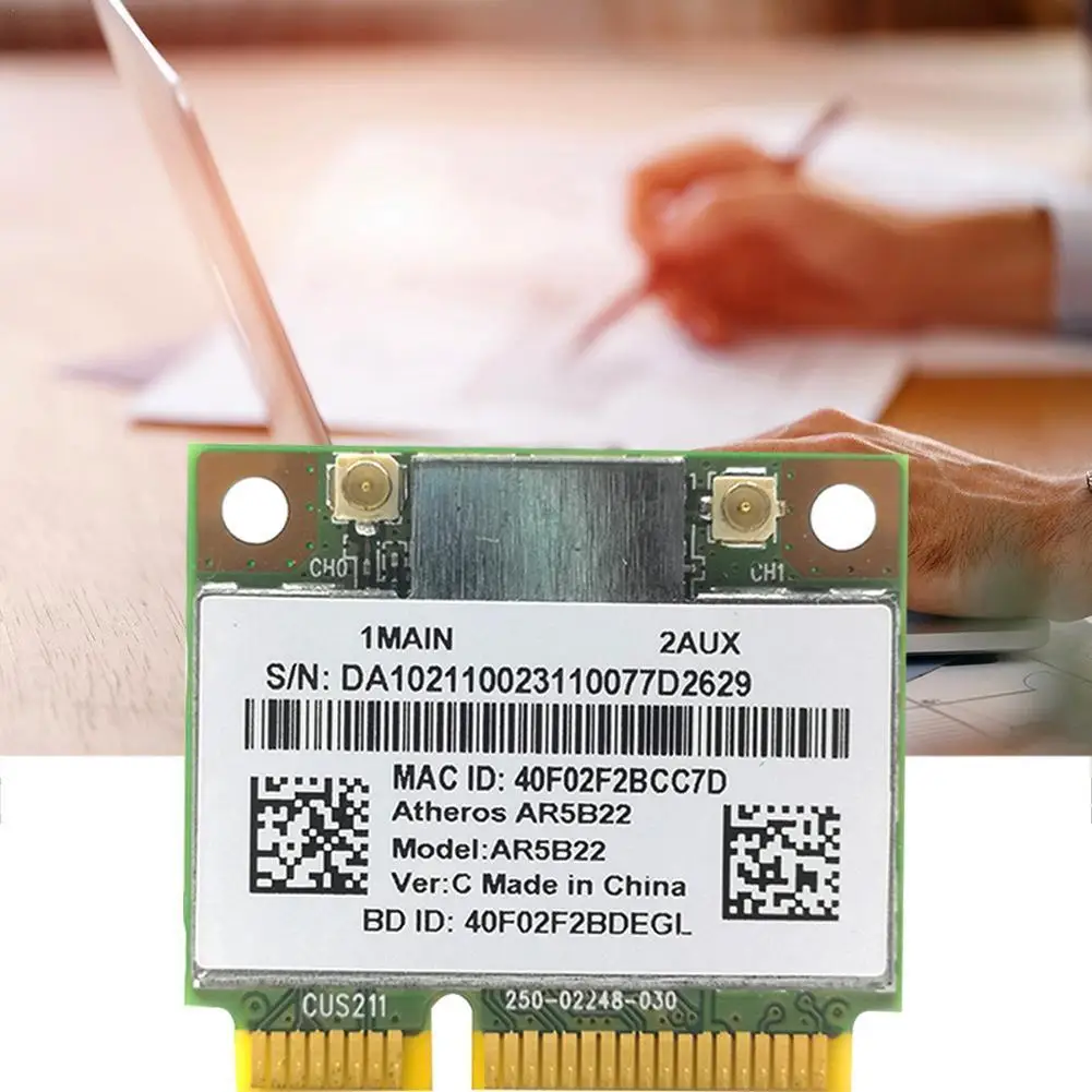 Atheros AzureWave AR9462 AR5B22 WB222 Half Mini PCIe Wireless Wifi 300Mbps+Bluetooth4.0 Card WLAN R5M5
Atheros AzureWave AR9462 AR5B22 WB222 Half Mini PCIe Wireless Wifi 300Mbps+Bluetooth4.0 Card WLAN R5M5