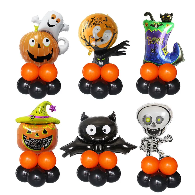 

Halloween Pumpkin Ghost Witch Bat 10pcs/Set Foil Balloons Set Halloween Party Decoration Hallowmas Black Orange Ballon Supplies