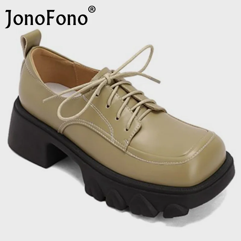 JonoFono 2022 Women Real Leather Shoes Pumps Thick Heels Lace Up Outdoor Fashion Ins Style Casual Ladies Footwear Size 34-40 
JonoFono 2022 Women Real Leather Shoes Pumps Thick Heels Lace Up Outdoor Fashion Ins Style Casual Ladies Footwear Size 34-40
