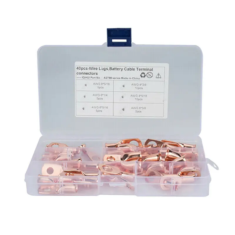 Assorted 40pcs Electrical Eyelets Tubular Ring Wire Lugs Cable Connectors Kit
Assorted 40pcs Electrical Eyelets Tubular Ring Wire Lugs Cable Connectors Kit