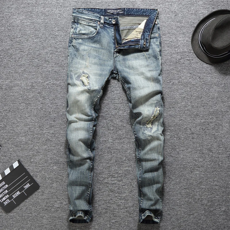 European Street Fashion Men Jeans Retro Gray Blue Elastic Slim Fit Ripped Jeans Men Vintage Designer Stretch Casual Denim Pants
European Street Fashion Men Jeans Retro Gray Blue Elastic Slim Fit Ripped Jeans Men Vintage Designer Stretch Casual Denim Pants