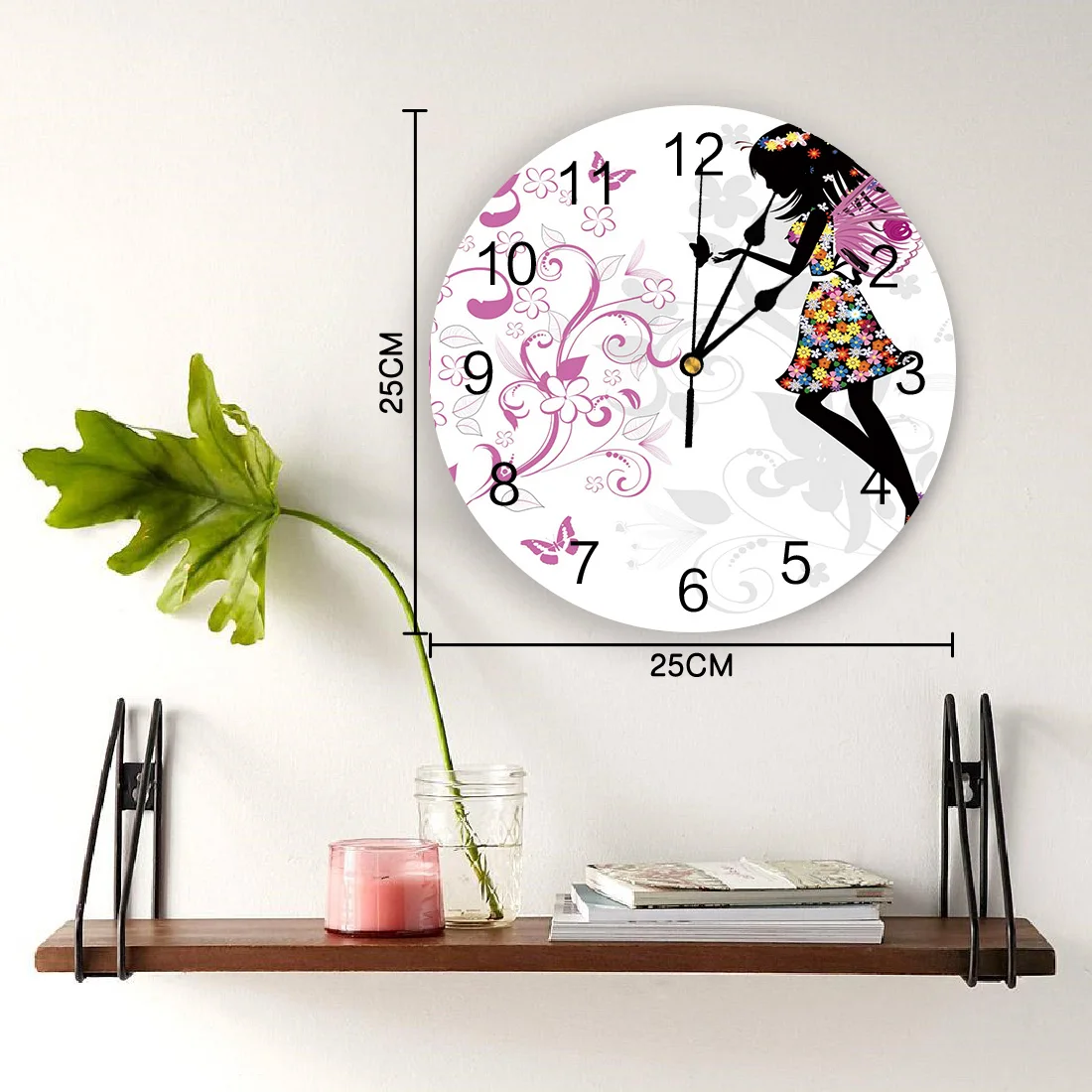Декоративные настенные часы с изображением Феи леса бесшумные цифровые круглые