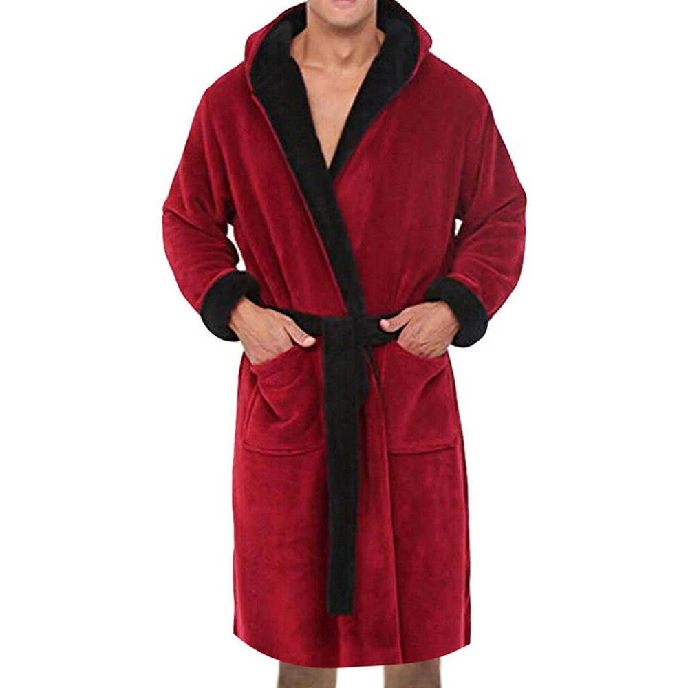 Long Color Stitching Robe Men Winter Hooded Bathrobe with Belt Pocket Robe Sexy Sleepwear Men Robes Luxury
Long Color Stitching Robe Men Winter Hooded Bathrobe with Belt Pocket Robe Sexy Sleepwear Men Robes Luxury