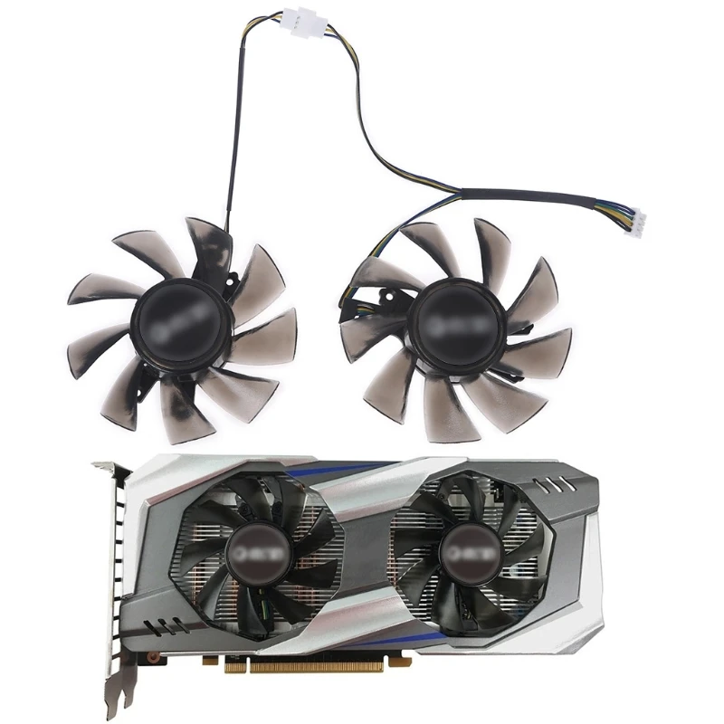 

2Pcs 75mm/2.95in T129215BU 4Pin 12V 0.50A VGA Fan Graphics Card Cooling Fan for GALAX GTX 1060 KFA2 GTX 1060 Fan