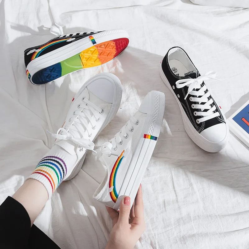 Fashion Rainbow Print Canvas shoes For Women Summer Casual Sneakers Student Casual Shoes Woman Vulcanize Shoes 2021 Spring 
Fashion Rainbow Print Canvas shoes For Women Summer Casual Sneakers Student Casual Shoes Woman Vulcanize Shoes 2021 Spring
