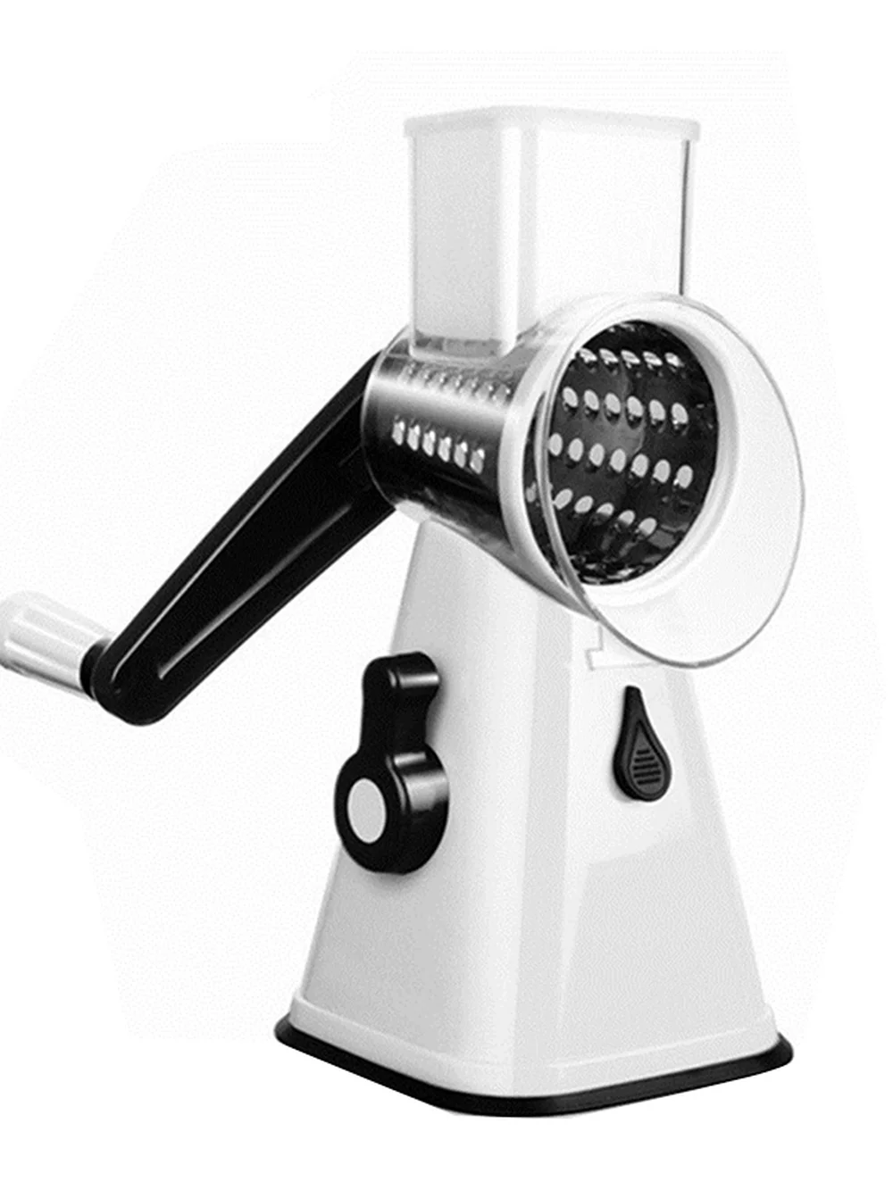 3 in 1 Vegetable Mandoline Slicer Swift Rotary Drum Grater Nut Shredder Veggie Cutter Peeler Spiralizer Cheese Chopper 
3 in 1 Vegetable Mandoline Slicer Swift Rotary Drum Grater Nut Shredder Veggie Cutter Peeler Spiralizer Cheese Chopper