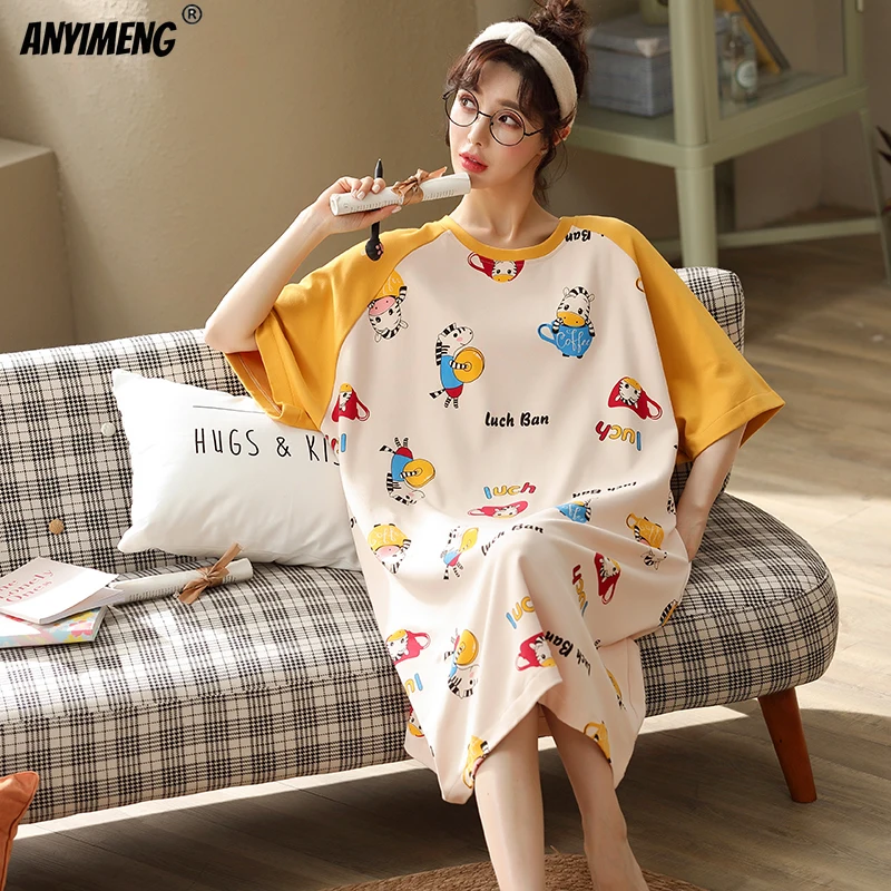 Cotton Casual Printing Long Shirt Sleep Shirt New Nightgown Women Fashion Style Crew Neck Night Wear Short Sleeve Sleeping Dress
Cotton Casual Printing Long Shirt Sleep Shirt New Nightgown Women Fashion Style Crew Neck Night Wear Short Sleeve Sleeping Dress
