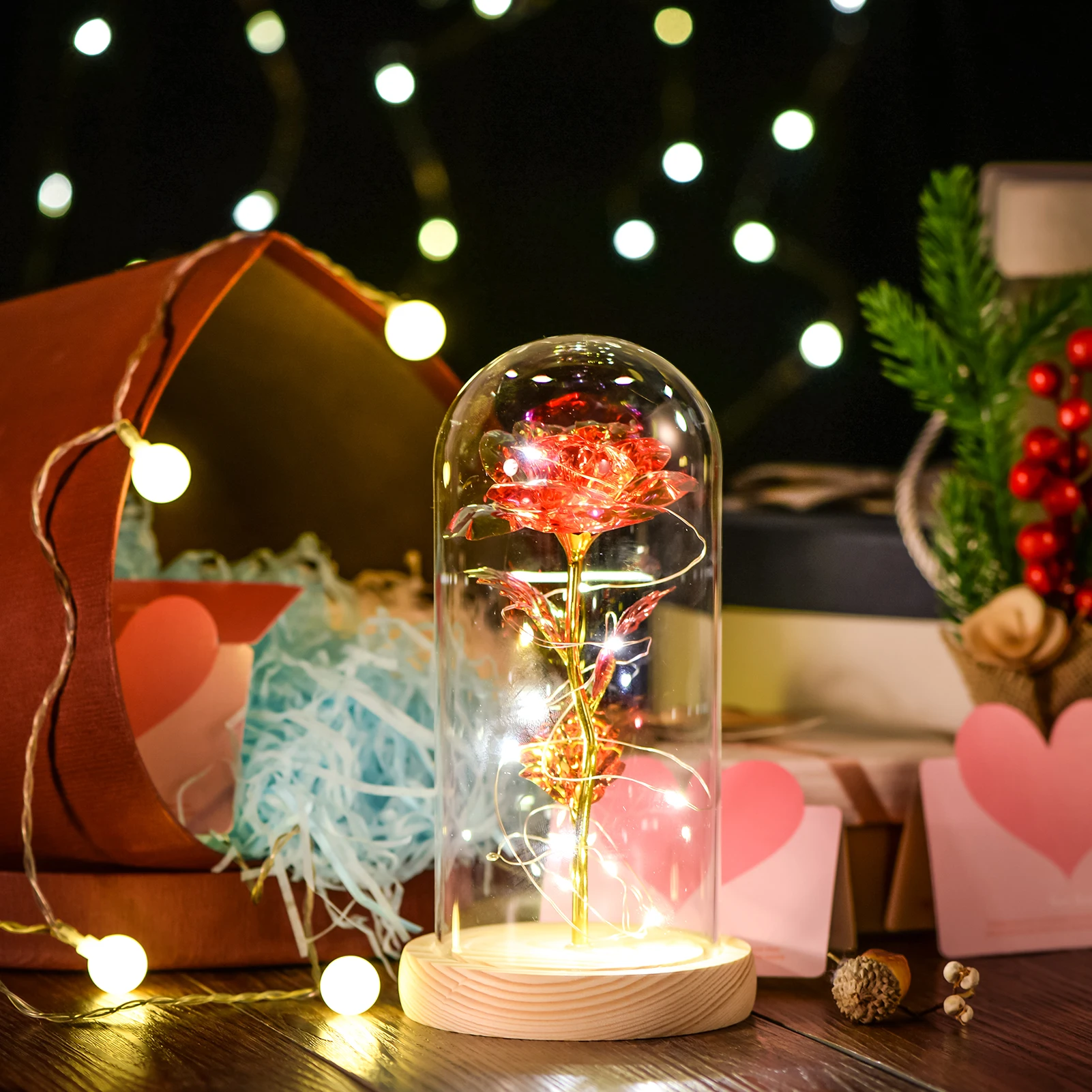 Artificial Eternal Rose LED Light Beauty In Glass Cover lamp Christmas Home Decor For Mother Valentines Day new Year Gift
Artificial Eternal Rose LED Light Beauty In Glass Cover lamp Christmas Home Decor For Mother Valentines Day new Year Gift