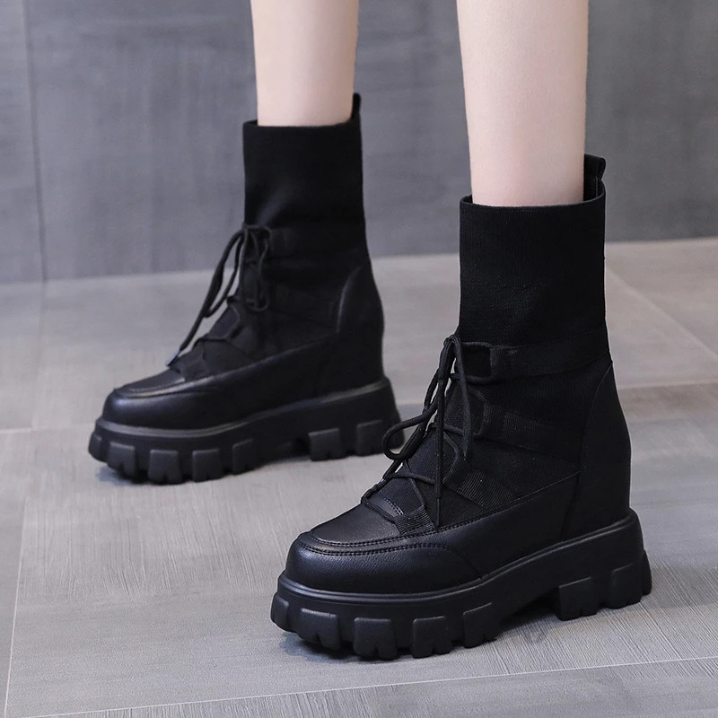 

British Style Martin Boots2021 Women's Summer Thin Breathable Ins Tide Online Celebrity Thin Thick Bottom Increased Middle Boots
