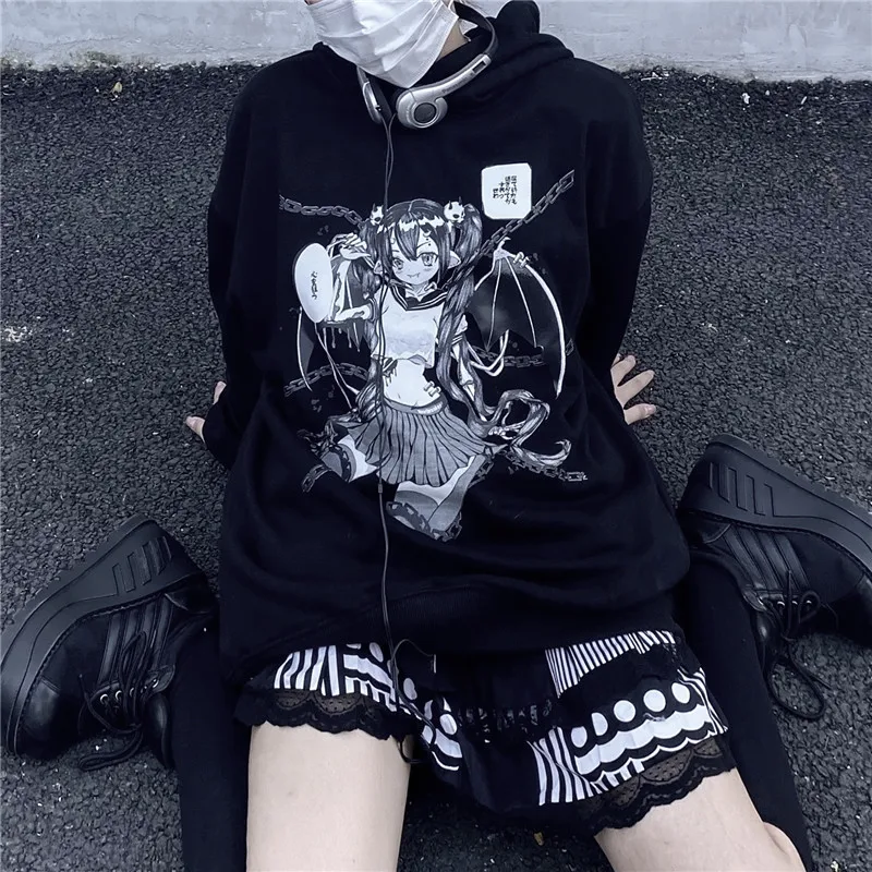 Harajuku Devil Girls Print Sweatshirt Women Gothic Hoodies Long Sleeve Punk Rock Hooded Pullover Female Chic Street Wear Style
Harajuku Devil Girls Print Sweatshirt Women Gothic Hoodies Long Sleeve Punk Rock Hooded Pullover Female Chic Street Wear Style