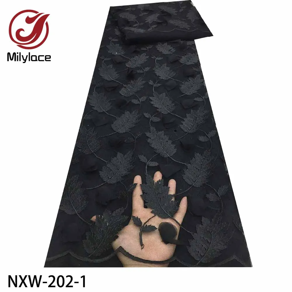 

Milylace High Quality 3D Lace Applique Net Embroidered Mesh Tulle Materials African Lace Fabric for Evening Dress NXW-202