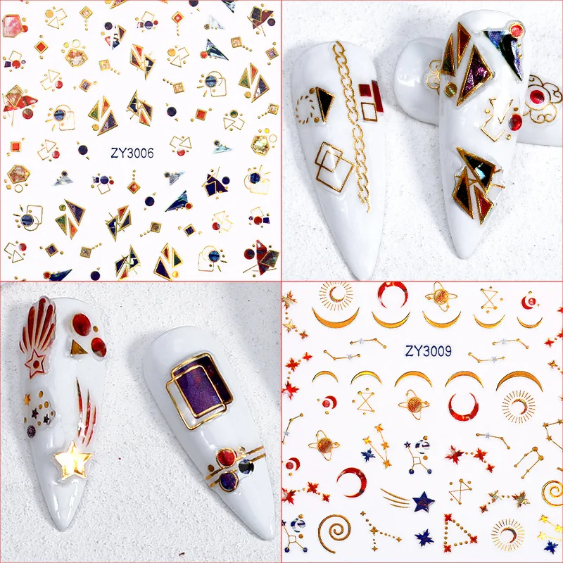 super flash 3D star moon constellation nail sticker gold and silver nail enhancement DIY jewelry sticker decoration
super flash 3D star moon constellation nail sticker gold and silver nail enhancement DIY jewelry sticker decoration