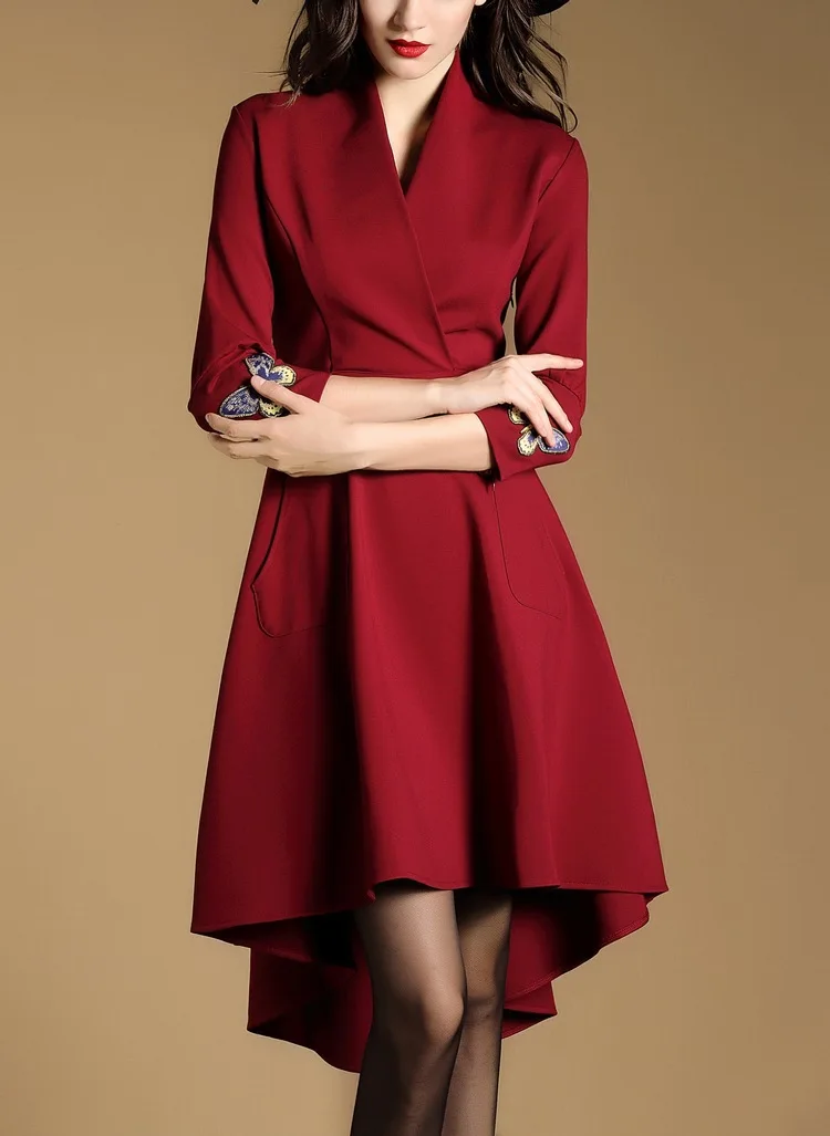 Temperament dress women's autumn and winter 2020 new fashion V-neck butterfly order flower medium length A-line dress 1538
Temperament dress women's autumn and winter 2020 new fashion V-neck butterfly order flower medium length A-line dress 1538