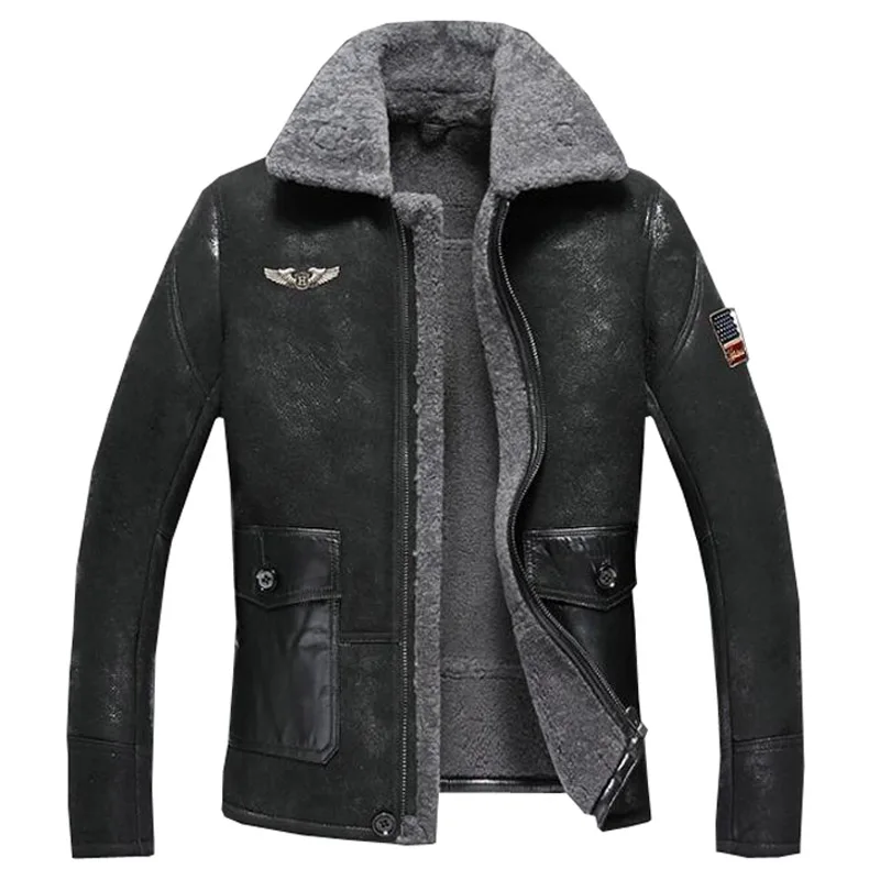 2019 Shearling sheepskin aviator jacket Men's leather motorcycle Men's Winter Zip Warm Coat B3 Bomber Jacket Aviator male jacket
2019 Shearling sheepskin aviator jacket Men's leather motorcycle Men's Winter Zip Warm Coat B3 Bomber Jacket Aviator male jacket