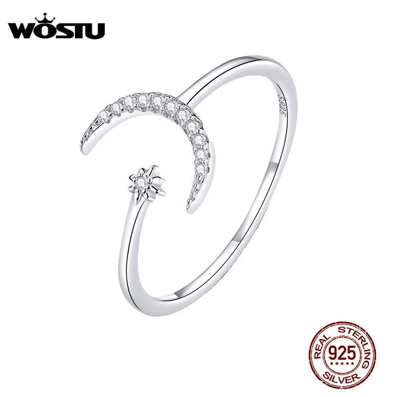 WOSTU Real 925 Sterling Silver Moon Wedding Opening Rings For Women Dazzling Zircon Adjustable Rings Fine Jewelry Gift CQR569
WOSTU Real 925 Sterling Silver Moon Wedding Opening Rings For Women Dazzling Zircon Adjustable Rings Fine Jewelry Gift CQR569
