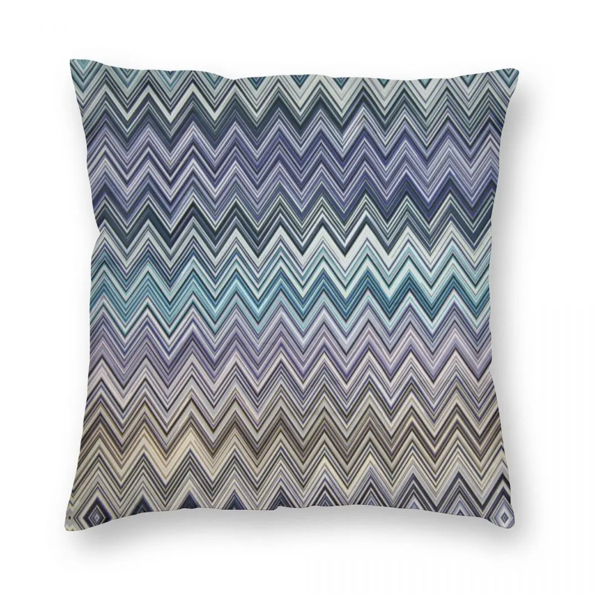 

Home Zig Zag Square Pillowcase Polyester Linen Velvet Printed Zip Decor Throw Pillow Case Sofa Seater Cushion Cover 18"