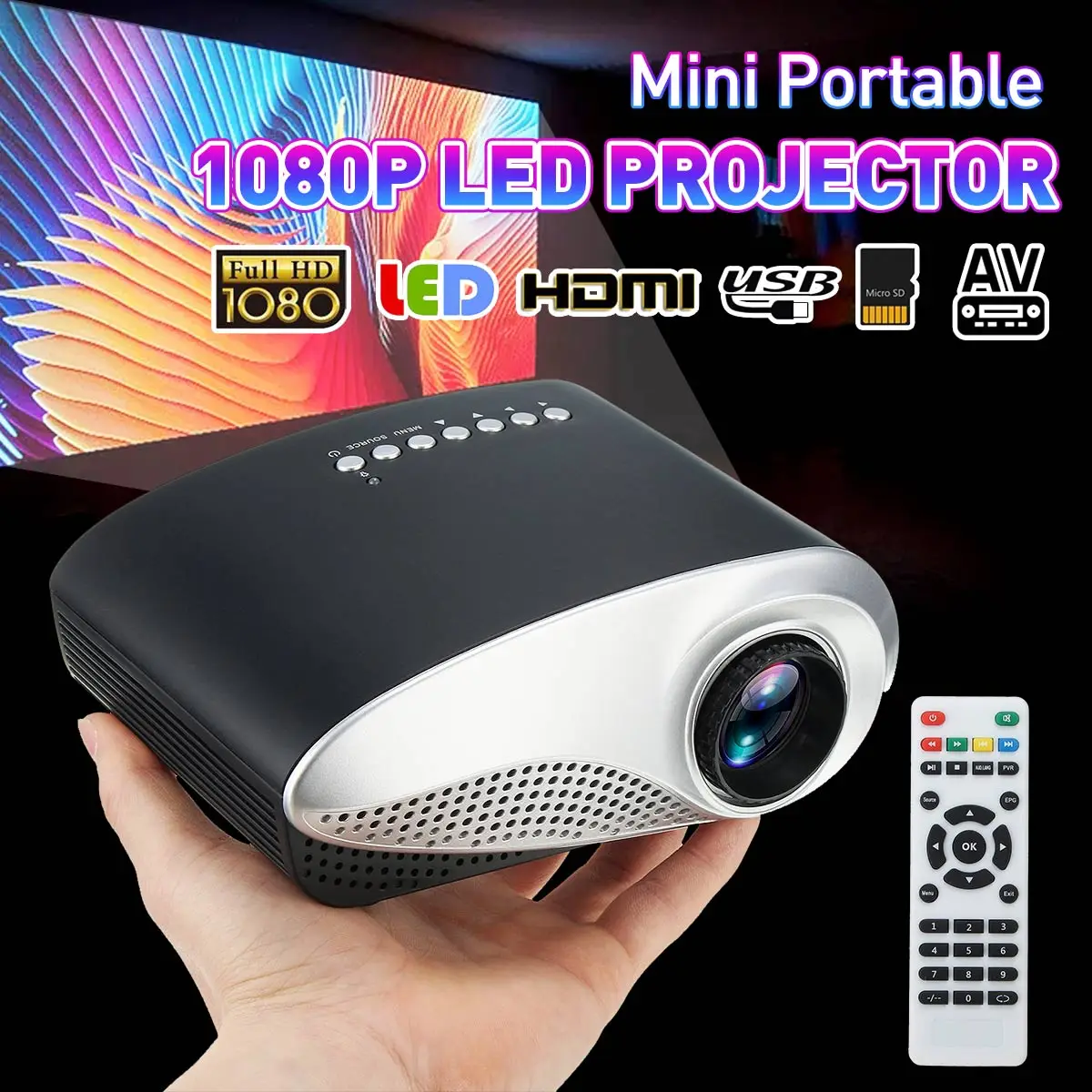 Mini Home Cinema Mini Portable 1080P 3D HD LED Projector Multimedia Home Theater USB VGA compatible TV
Mini Home Cinema Mini Portable 1080P 3D HD LED Projector Multimedia Home Theater USB VGA compatible TV