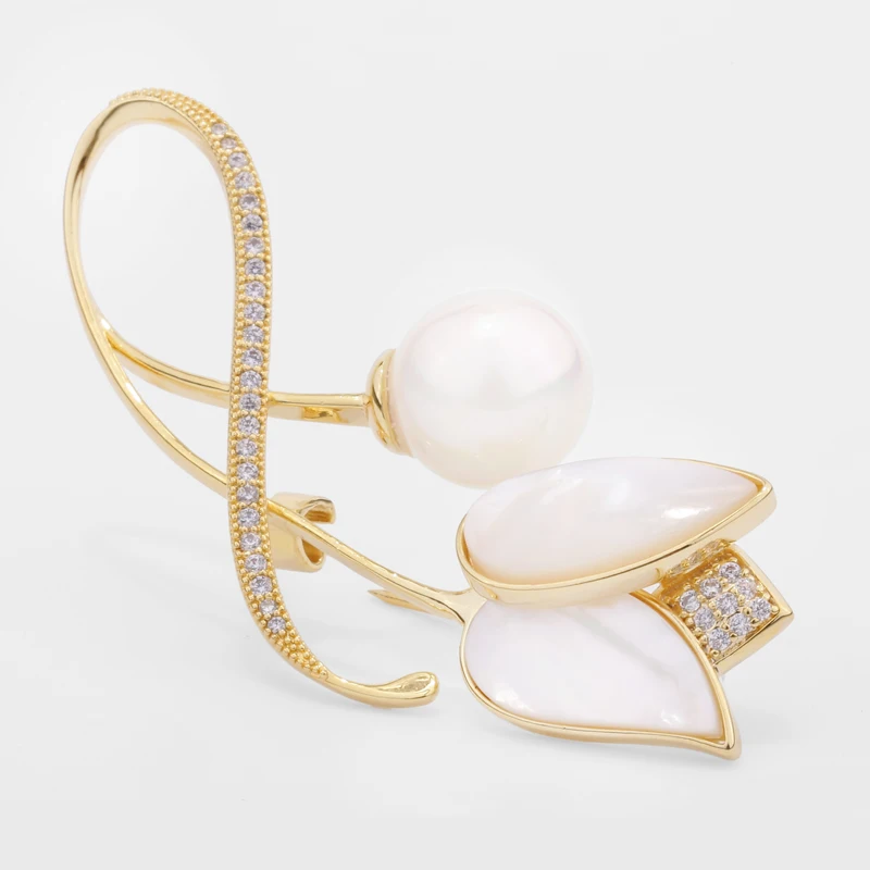 Fashion Tulip Brooch pins For Women Designer Copper Pearl Crystal Shell Brooches Gold Plated Clothing Accessories Party Gifts
Fashion Tulip Brooch pins For Women Designer Copper Pearl Crystal Shell Brooches Gold Plated Clothing Accessories Party Gifts