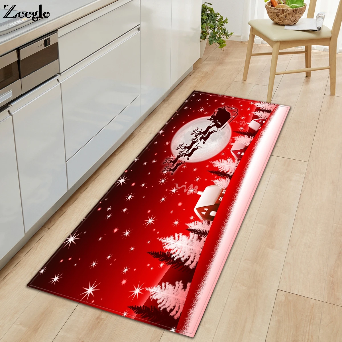 

Zeegle коврик с рождественским дизайном Противоскользящий кухонный коврик, напольный коврик для гостиной, Впитывающий Коврик для ванной, коврик для душа, мягкий ковер для прихожей