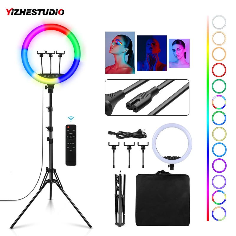 Yizhestudio 10inch/18inch Ring Lamp With 2M Tripod RGB Colorful Lighting with Phone Clip remoter control for Vlogging YouTube
Yizhestudio 10inch/18inch Ring Lamp With 2M Tripod RGB Colorful Lighting with Phone Clip remoter control for Vlogging YouTube