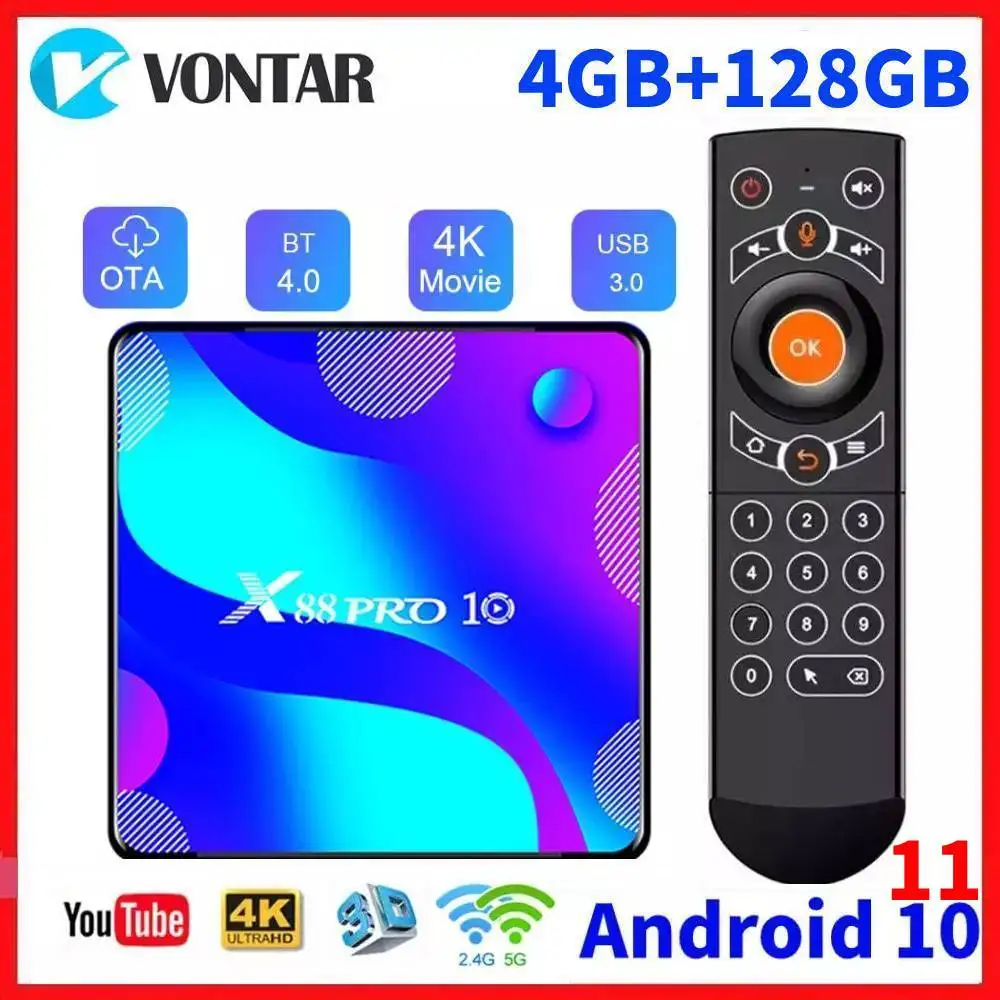 ТВ-приставка Vontar RK3318 медиа-плеер на Android 11 0 4 Гб ОЗУ 128 ПЗУ Google Youtube 4K 2 16 ГБ |