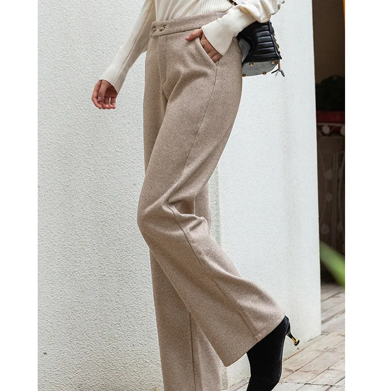 Autumn/winter Thickened heavy weight winter warm Pants female Woolen trousers
